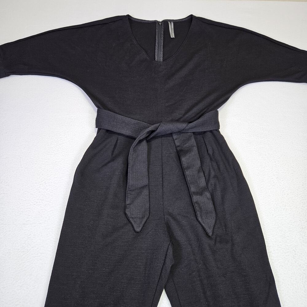 Anthropologie Sutton Jumpsuit MP Black Ponte Belted Pockets Lounge Minimal Crop - Picture 9 of 16